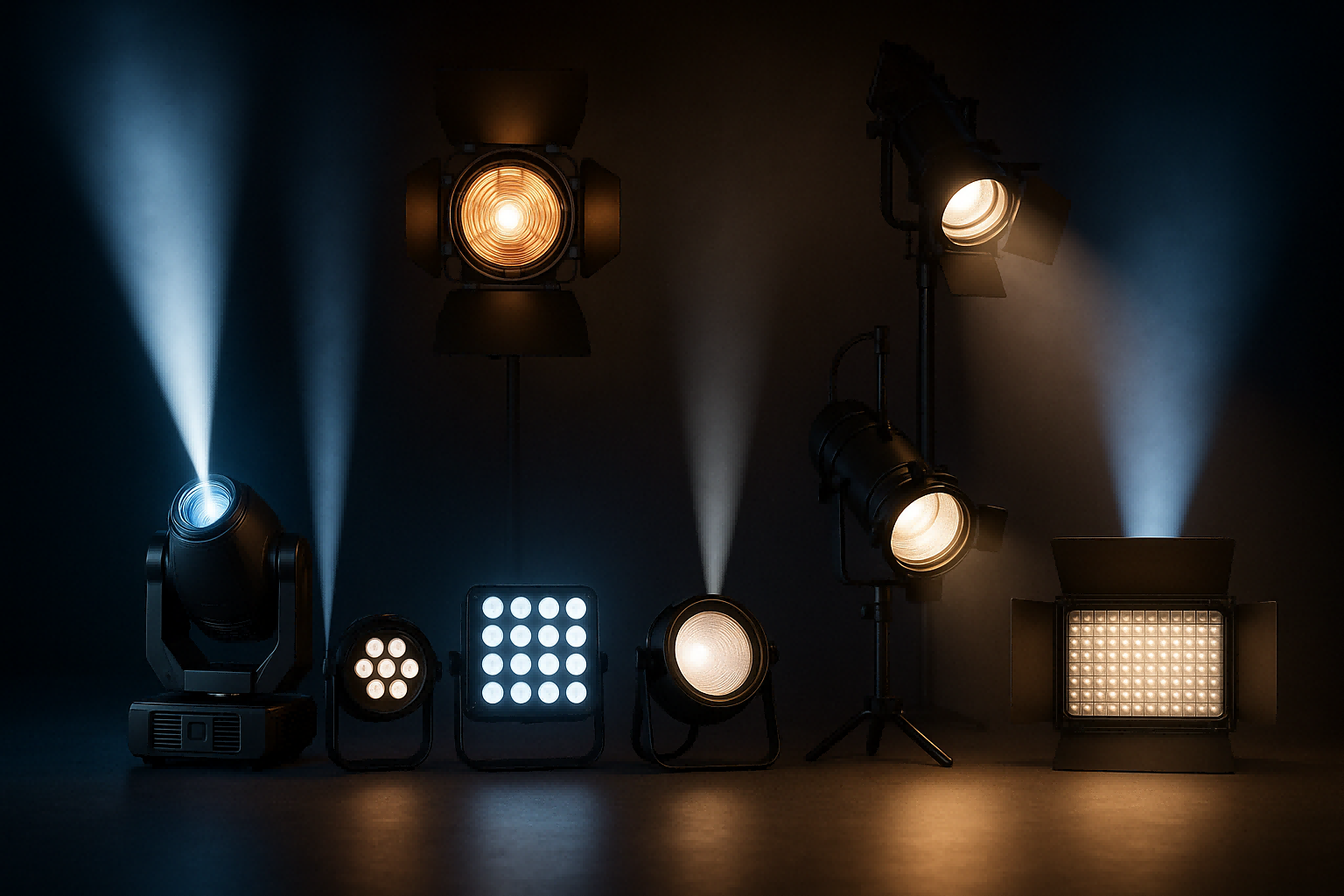 What are the names of stage lighting equipment?