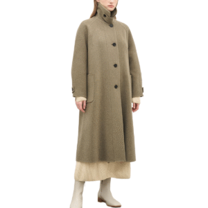 Custom Classic Stand Collar Single-breasted Velvet Overcoat with Button Closure for Spring Autumn