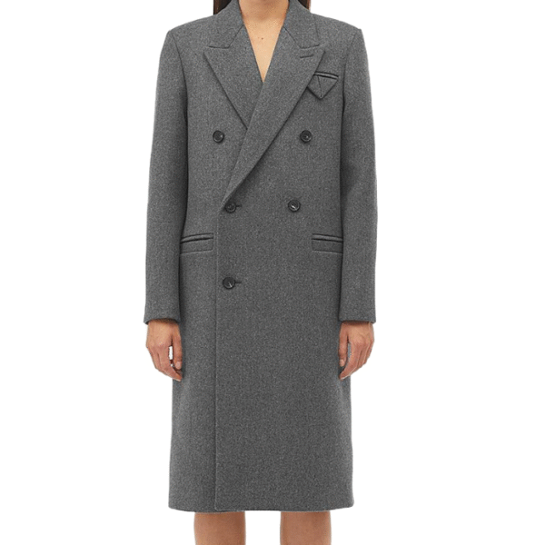 Custom Minimalist Wool-Blend Woman Overcoat with Peak Lapels