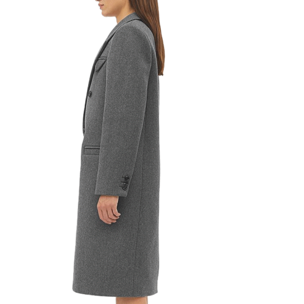 Custom Minimalist Wool-Blend Woman Overcoat with Peak Lapels - Image 4