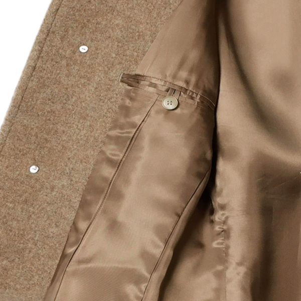 Custom Elegance Camel Tailored Fit Woman Coat in Wool Cashmere Blend - Image 5