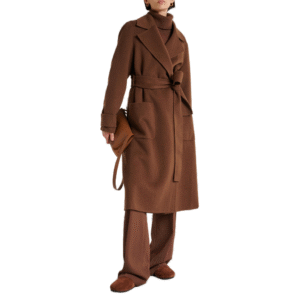 Custom Winter Women’s Brown Belted Coat in Wool Cashmere Blend