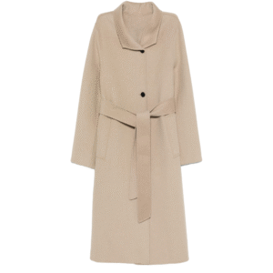 Custom Women’s Beige Long Coat for Autumn/Winter in Wool Cashmere Blend