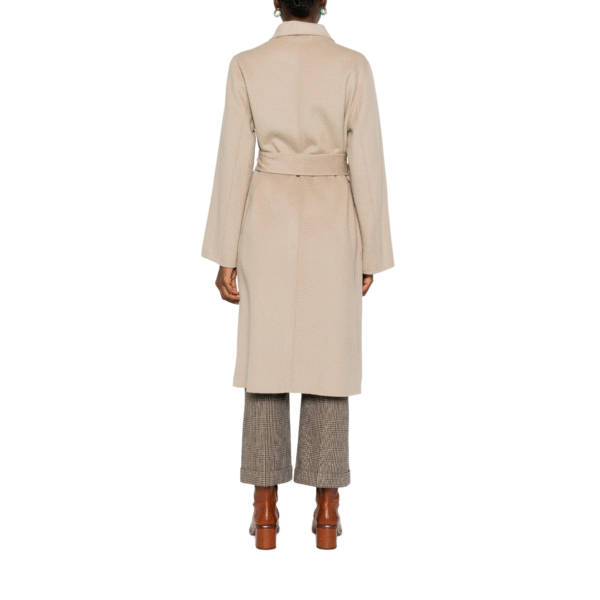 Custom Women’s Beige Long Coat for Autumn/Winter in Wool Cashmere Blend - Image 3