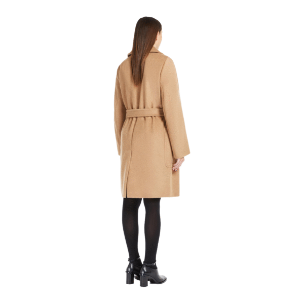 Custom Camel Women’s Wrap Coat with Belt for Autumn/Winter in Wool Cashmere Blend - Image 2