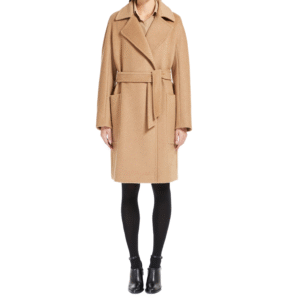 Custom Camel Women’s Wrap Coat with Belt for Autumn/Winter in Wool Cashmere Blend