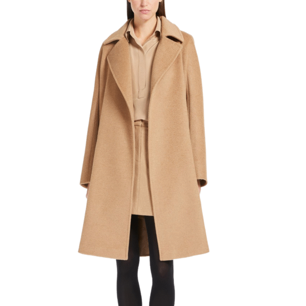 Custom Camel Women’s Wrap Coat with Belt for Autumn/Winter in Wool Cashmere Blend - Image 4