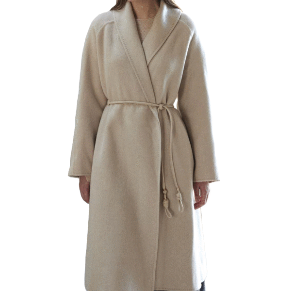 Custom Women’s Wrap Coat with Tie for Autumn/Winter in Wool Cashmere Blend - Image 3