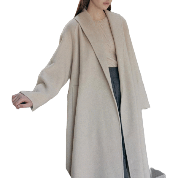 Custom Women’s Wrap Coat with Tie for Autumn/Winter in Wool Cashmere Blend - Image 5