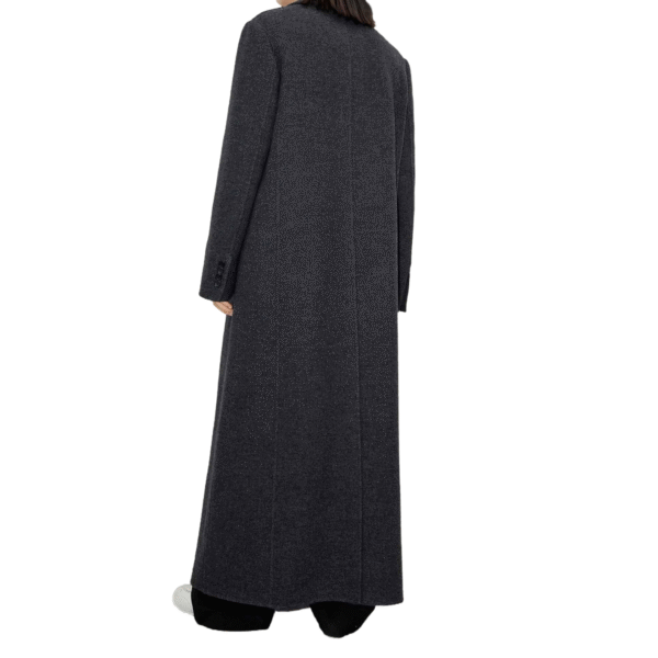Custom Women’s Coat, Dark Gray Double-Breasted Overcoat for Fall/Winter in Wool Cashmere Blend - Image 3