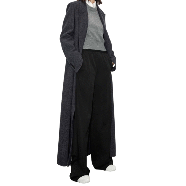Custom Women’s Coat, Dark Gray Double-Breasted Overcoat for Fall/Winter in Wool Cashmere Blend - Image 5