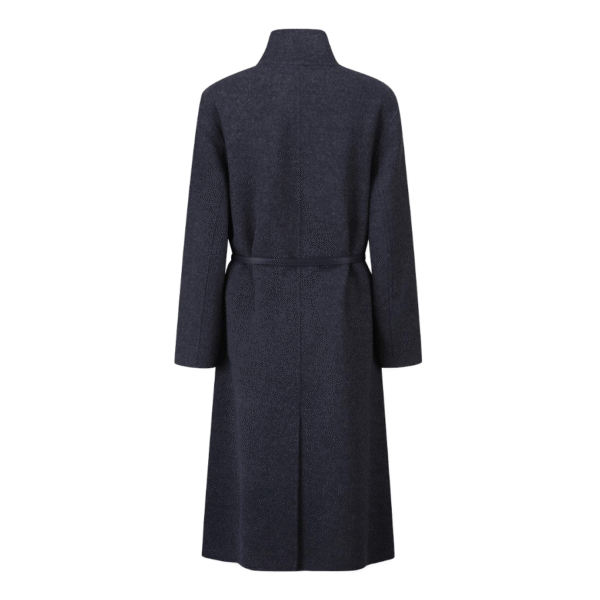 Custom Women’s Minimalist Design Elegant Dark Belted Wrap Coat for Fall/Winter in Wool Cashmere Blend - Image 3