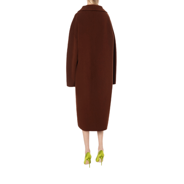 Custom Women’s Brown Wrap Coat With Shawl Lapels for Fall/Winter in Wool Cashmere Blend - Image 3