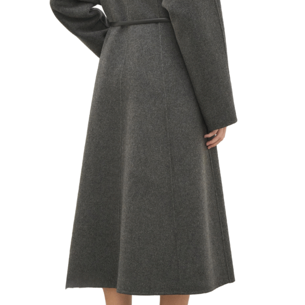 Custom Women’s Dark Gray Dress Coat With Notched Lapels for Fall/Winter in Wool Cashmere Blend - Image 5