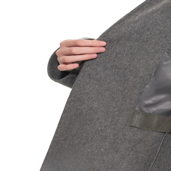 Custom Gray Belted Wrap Women’s Coat for Fall/Winter in Wool Cashmere Blend - Image 3