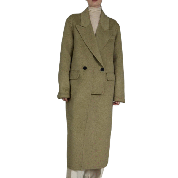 Custom Oversized Olive Green Coat for Women in Wool Cashmere Blend - Image 4