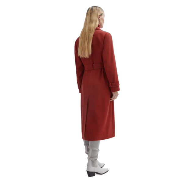 Custom Trench Design Red Coat for Women in Wool Cashmere Blend - Image 2