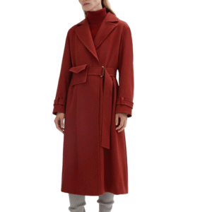 Custom Trench Design Red Coat for Women in Wool Cashmere Blend