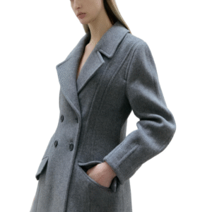 Custom Double Breasted Gray Coat in Wool Cashmere Blend