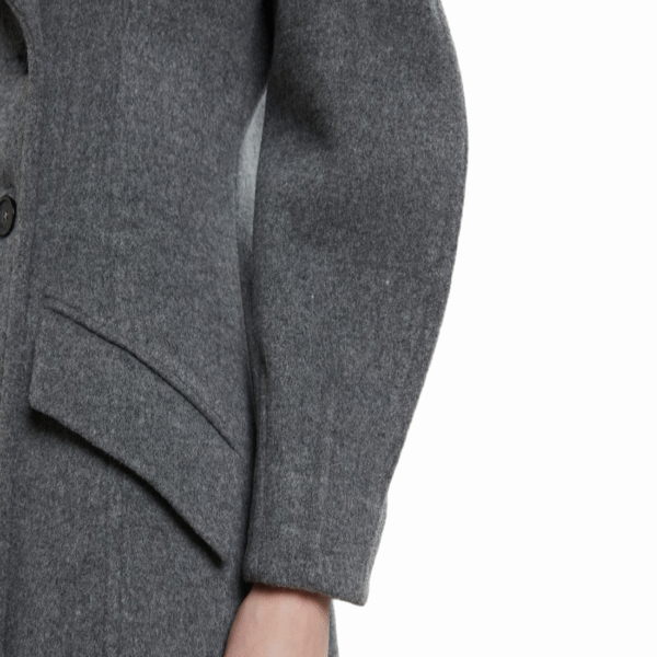 Custom Double Breasted Gray Coat in Wool Cashmere Blend - Image 4