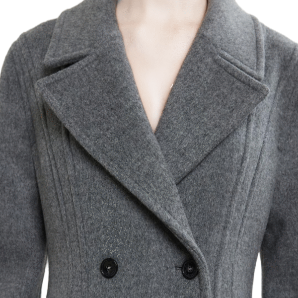 Custom Double Breasted Gray Coat in Wool Cashmere Blend - Image 6
