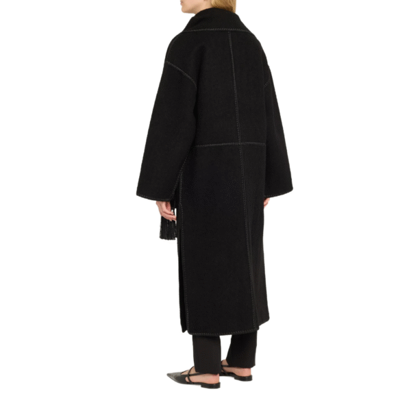 Custom Fringe Embroidered Scarf Coat for Women in Wool Cashmere Blend - Image 2