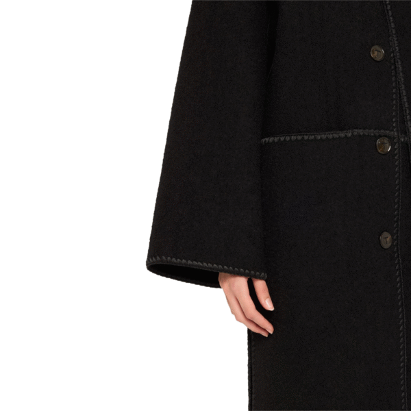 Custom Fringe Embroidered Scarf Coat for Women in Wool Cashmere Blend - Image 5