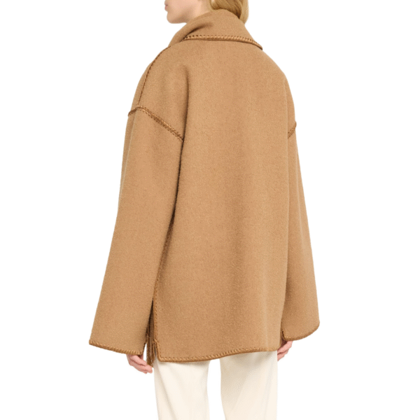 Custom Tassel Embroidered Scarf Coat for Women in Wool Cashmere Blend - Image 4