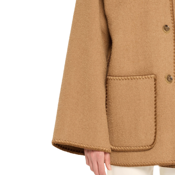 Custom Tassel Embroidered Scarf Coat for Women in Wool Cashmere Blend - Image 5