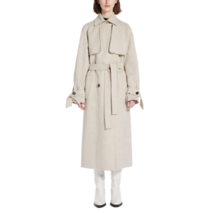 Custom Trench Style Oatmeal Coat for Women in Wool Cashmere Blend