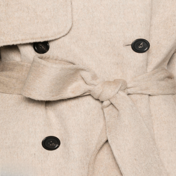 Custom Classic Timeless Beige Double Breasted Women’s Coat in Wool Cashmere Blend - Image 3