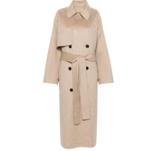 Custom Classic Timeless Beige Double Breasted Women’s Coat in Wool Cashmere Blend