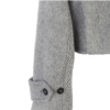 Custom Soft Gray Leather Accents Women’s Coat With Buttoned Cuffs in Wool Cashmere Blend - Image 5