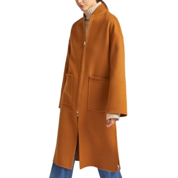 Custom Warm Zippered Women’s Coat in Wool Cashmere Blend for Fall or Winter Wear - Image 4