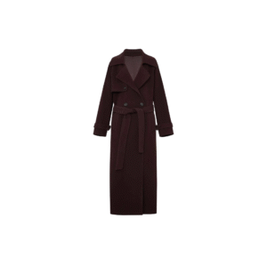Custom Dark Brown Wide Lapels Self-tie Belted Women’s Coat in Wool Cashmere Blend for Fall or Winter Wear