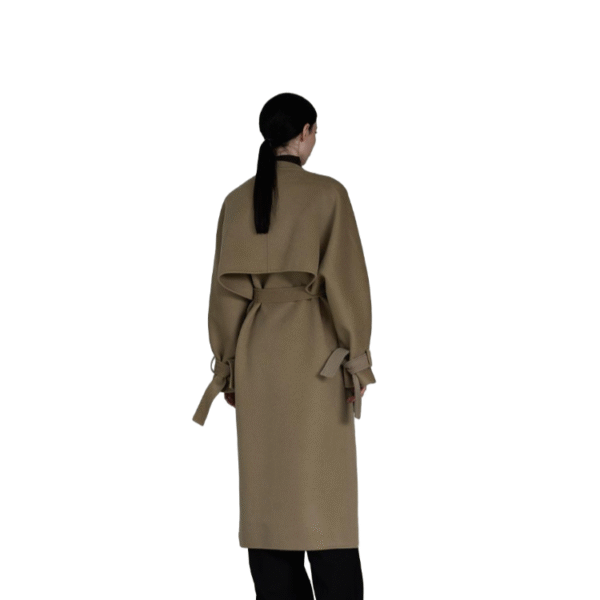 Custom Timeless Storm Shield Self-tie Belt Women’s Coat in Wool Cashmere Blend for Fall or Winter Wear - Image 4