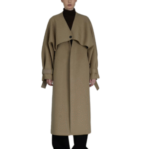 Custom Timeless Storm Shield Self-tie Belt Women’s Coat in Wool Cashmere Blend for Fall or Winter Wear