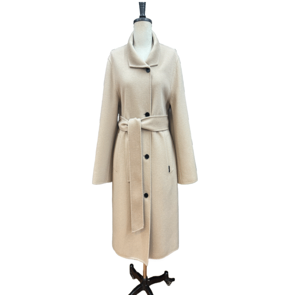 Custom Classic Single-breasted slim silhouette belted wool coat for Fall/Winter