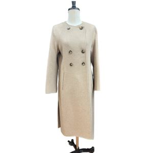 Custom beige double-breasted Straight Silhouette Side Slit/Vent wool coat for Fall/Winter