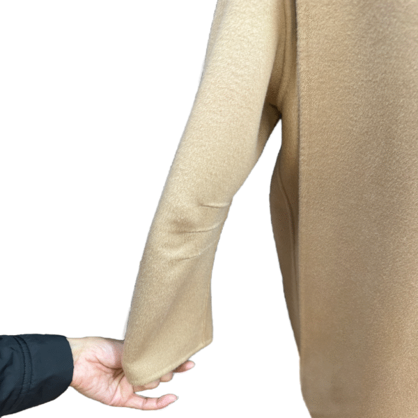 Custom camel Belted Flattering Silhouette single back vent wool coat for Fall/Winter - Image 3
