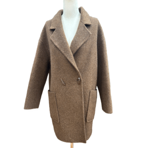 Custom Classic Notched Lapels Double-breasted Cropped Tweed Peacoat With Horn Button Closure For Fall/Winter