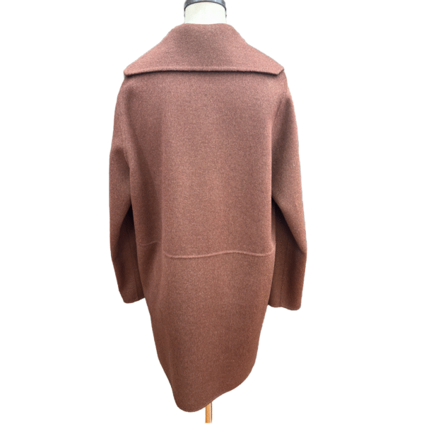 Custom Classic Single-Button Rust Tweed Coat Matching Dress With Wide Lapels For Fall/Winter - Image 4