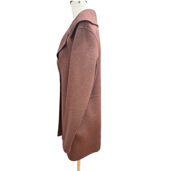 Custom Classic Single-Button Rust Tweed Coat Matching Dress With Wide Lapels For Fall/Winter - Image 2