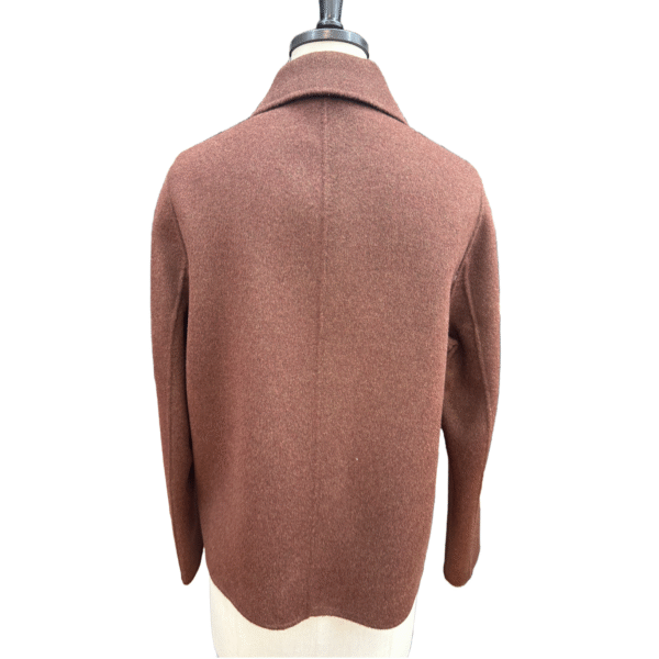 Custom Classic Single-breasted Tweed Cropped Rust Wool Jacket Coats To Wear With Dresses For Fall/Winter - Image 2