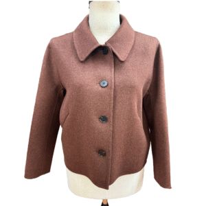 Custom Classic Single-breasted Tweed Cropped Rust Wool Jacket Coats To Wear With Dresses For Fall/Winter