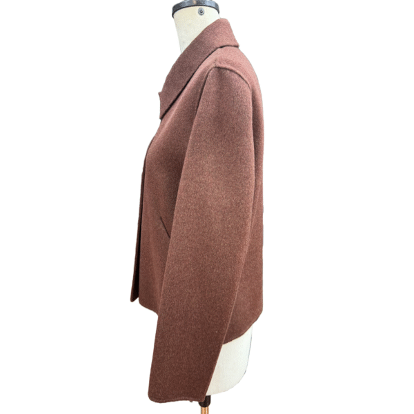 Custom Classic Single-breasted Tweed Cropped Rust Wool Jacket Coats To Wear With Dresses For Fall/Winter - Image 4