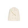Gold button Fastening Structured Classic Silhouette Tweed Double-Face Wool Ivory Wool Coat With Wide Lapels