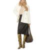 Gold button Fastening Structured Classic Silhouette Tweed Double-Face Wool Ivory Wool Coat With Wide Lapels - Image 6