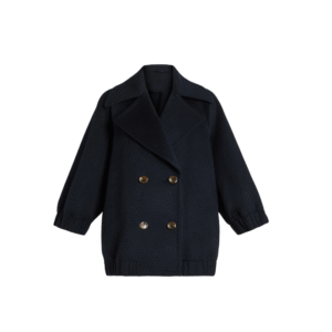 Fall/Winter Double-breasted Closure Relaxed Fit Tweed Double-Face Wool Trench Jacket With Elasticated Cuffs