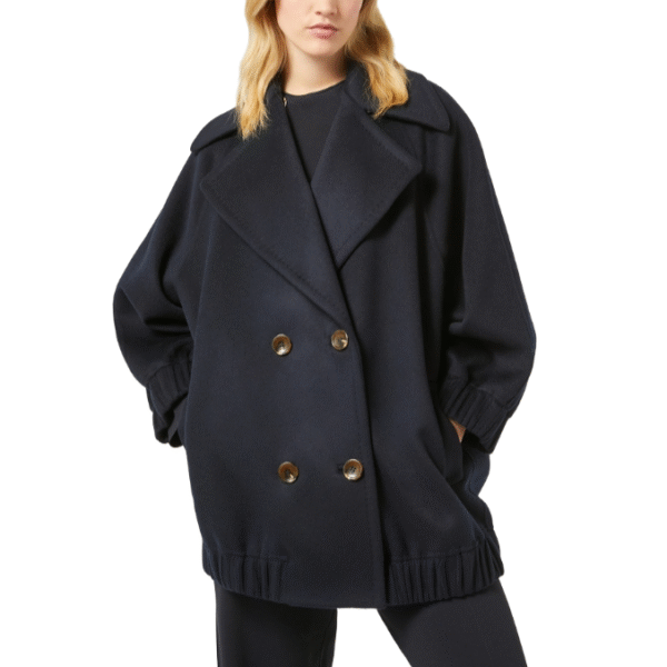 Fall/Winter Double-breasted Closure Relaxed Fit Tweed Double-Face Wool Trench Jacket With Elasticated Cuffs - Image 6